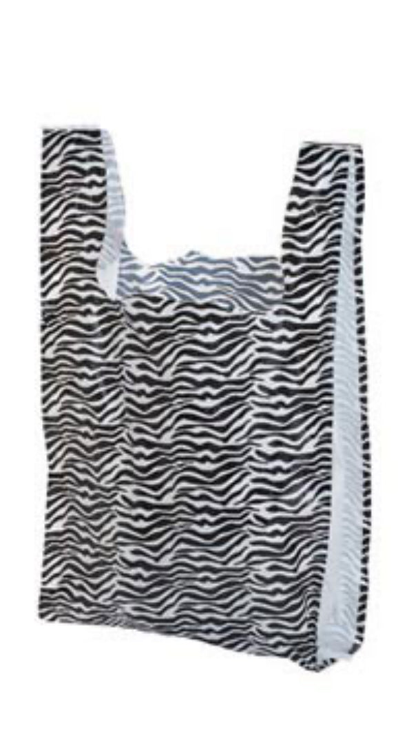 Set of 100 zebra merchandise bags 11.5x6x21”