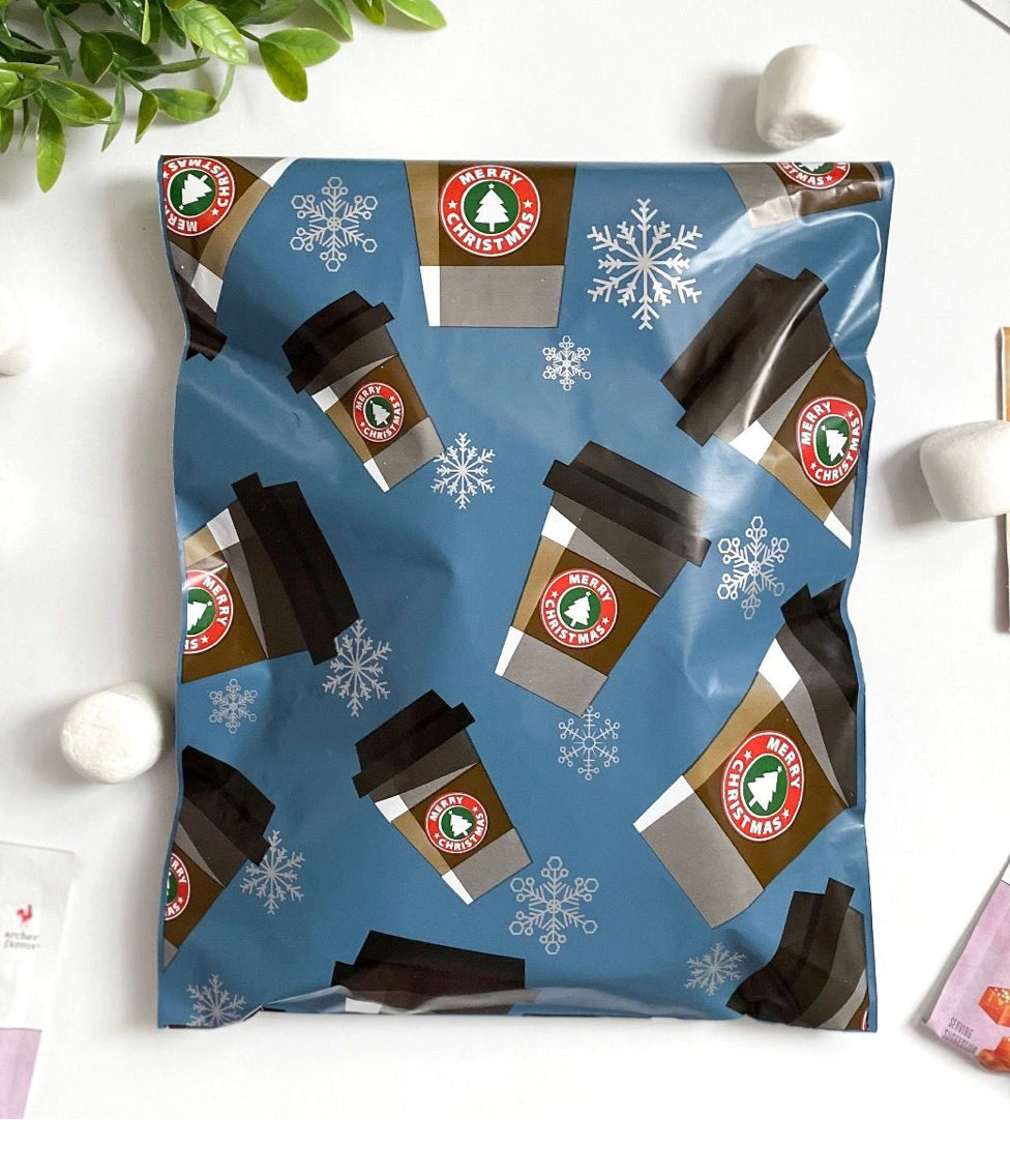 10x13 Xmas coffee Poly mailers set of 100