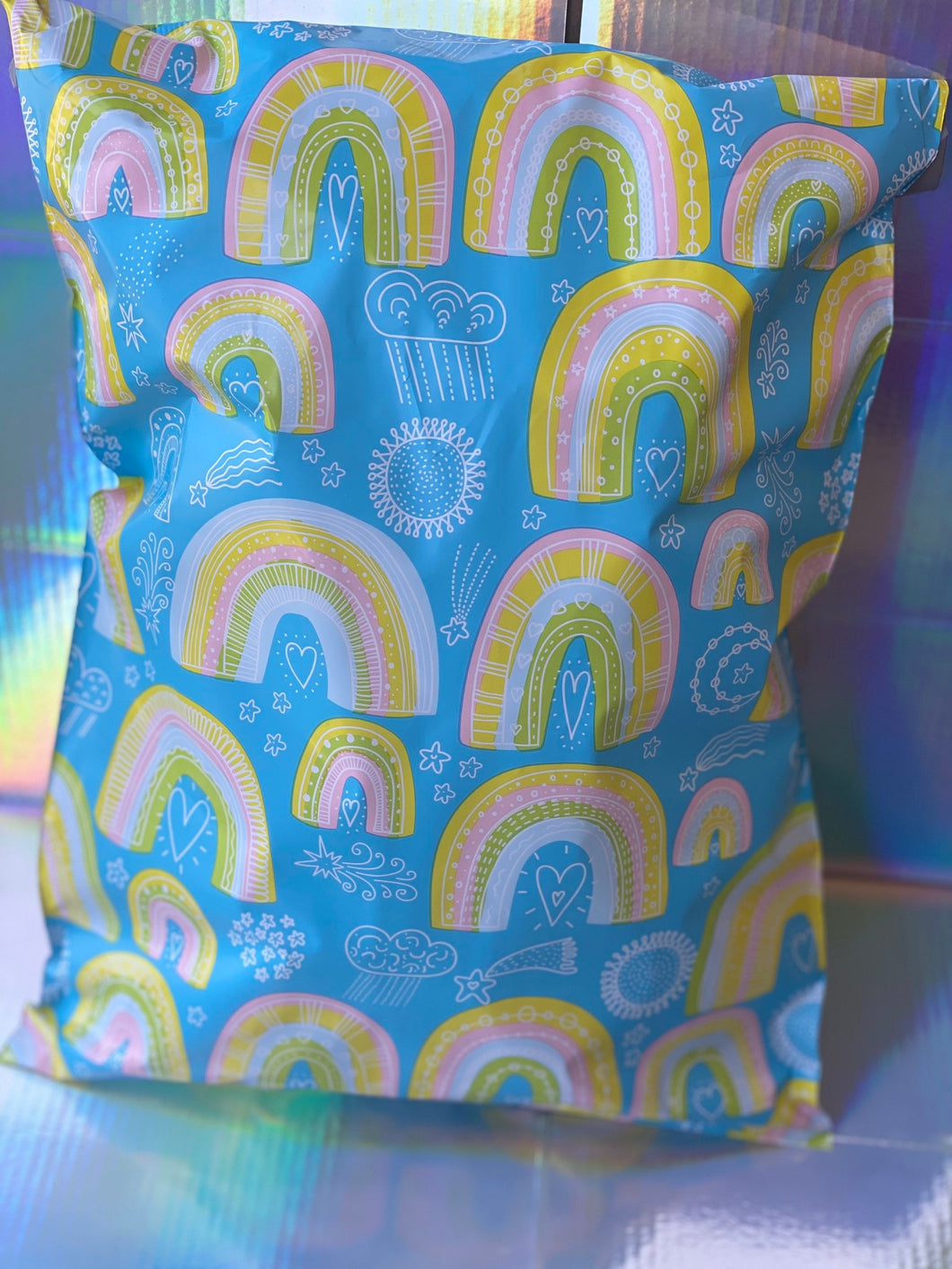 10x13 blue rainbow poly mailers for summer set of 40