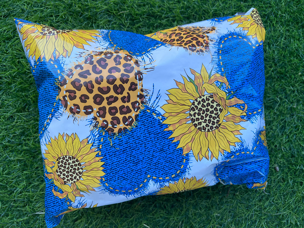 19x24 Denim Sunflower Poly Mailers qty 100